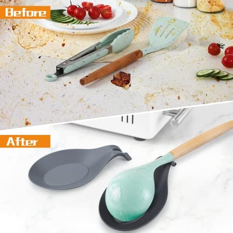 Silicone Spoon Rest for Stove Top, 3 Pack Large Silicone Spoon Holder for Kitchen Counter, Coffee Spoon Rest, Heat Resistant Cooking Spoon Holder Perfect Kitchen Gadgets,Ladles - Image 3